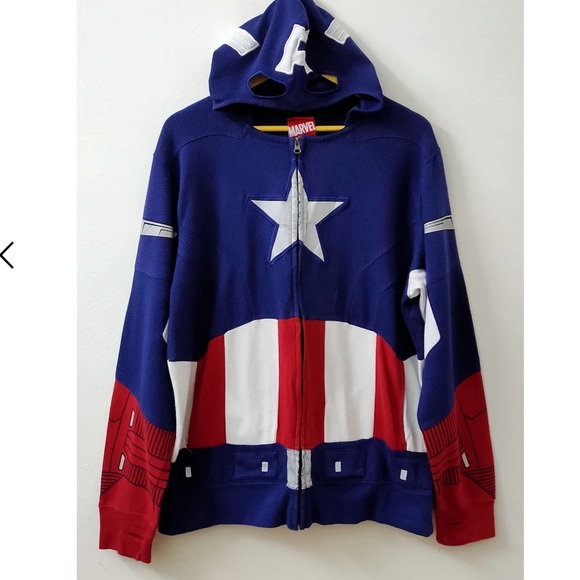 Marvel - Captain America Avenger jacket coat Hoodie Mask - Men's size L - Picture 5 of 7